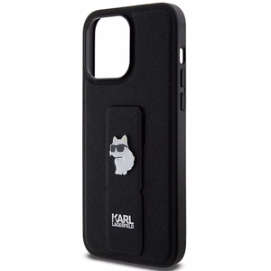 Karl Lagerfeld Gripstand Saffiano Choupette Pins ümbris jaoks iPhone 13 Pro Max - must