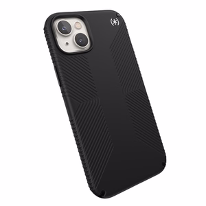 Speck Presidio2 Grip ümbris seadmele iPhone 15 Plus / 14 Plus, libisemiskindla haardega, Black / Black / White värvikombinatsioon