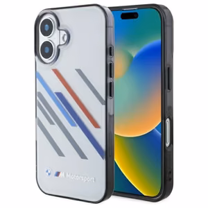BMW Motosport IML Random Stripes iPhone 16 Plus Ümbris - hall