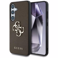Guess Grained Big 4G Logo Small Classic Logo ümbris jaoks Samsung Galaxy S25 Plus brown