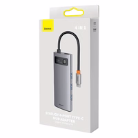 Jaotur 4in1 Baseus Metall Gleam seeria, USB-C to 4x USB 3.0