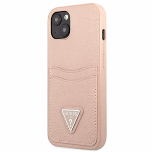 Guess GUHCP13MPSATPP iPhone 13 6.1" розовый/розовый жёсткий чехол SaffianoTriangle Logo Cardslot