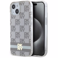 DKNY IML Checkered Mono Pattern & Printed Stripes MagSafe ümbris jaoks iPhone 15 / 14 / 13 - beige