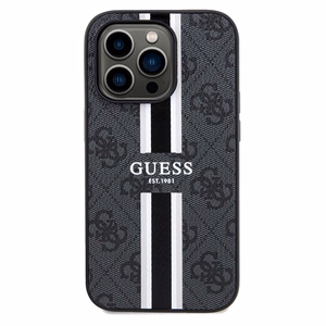 Guess 4G Printed Stripes MagSafe чехол для iPhone 15 Pro Max - чёрный