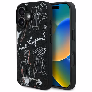 Karl Lagerfeld Grained Pattern & Logo MagSafe Ümbris for iPhone 16 - must