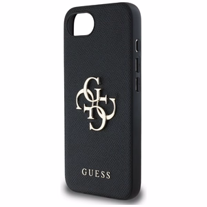 Guess PU Grained 4G Metal Logo ümbris jaoks iPhone 16e - must