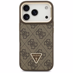 Guess 4G PU Triangle Logo & Stand Camera Magsafe чехол iPhone 17 Pro - коричневый