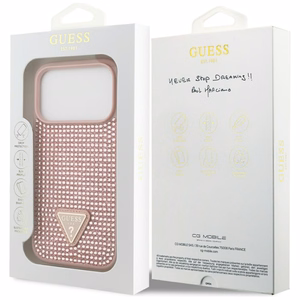 Guess Rhinestone Triangle Logo чехол для iPhone 17 Pro - розовый