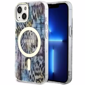 Guess Leopard MagSafe ümbris jaoks iPhone 14 - sinine