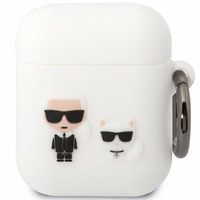 Karl Lagerfeld KLACA2SILKCW AirPods 1/2 cover valge/valge Silicone Karl & Choupette