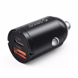 Orico MiniRing 30W USB-A + USB-C autolaadija - must