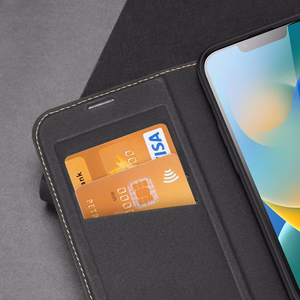 Dux Ducis Skin X2 ümbris iPhone 14 Plus'ile magnetilise klapiga must