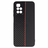 Tel Protect CARBON Ümbris jaoks Xiaomi Redmi 10 Must with punane stripe