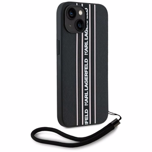 Karl Lagerfeld Saffiano Athleisure Stripes Cord iPhone 15 Ümbris - Roosa