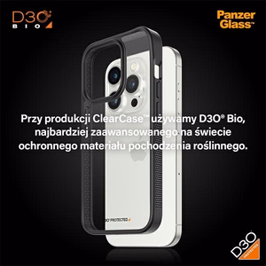 Military Grade Certified PanzerGlass ClearCase iPhone 15 Pro Ümbris - Läbipaistev & Must