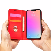 Magnetkaardi ümbris iPhone 14 Pro flip cover rahakoti statiiv punane