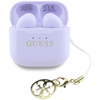 TWS Guess Glossy Effect Printed Classic Logo & Charm Headphones - Lavender