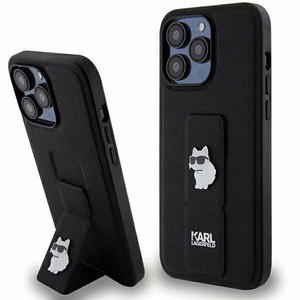 Karl Lagerfeld Gripstand Saffiano Choupette Pins ümbris jaoks iPhone 13 Pro Max - must