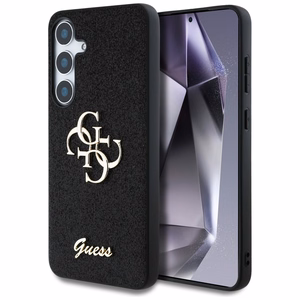 Guess Fixed Glitter Big 4G Metal Logo ümbris jaoks Samsung Galaxy S25 must