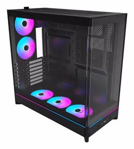 MONTECH HS02 PRO HS02PRO(B) MidiTower arvutikorpus, ATX/MicroATX/MiniITX, eemaldatav HDD-korv, läbipaistev paneel, must, toiteplokk ei kuulu komplekti