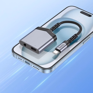 Адаптер Hoco (LS39) с USB-C на (USB-C; 3,5 мм) чёрный