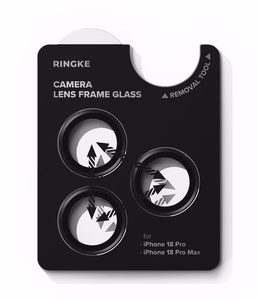 Ringke 2 karastatud kaameraraami kaitseklaasi komplekt mudelitele iPhone 18 Pro / Pro Max, must