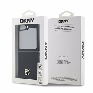 DKNY Leather Metal Stack Logo Ümbris jaoks Samsung Galaxy Z Flip 6 - Must
