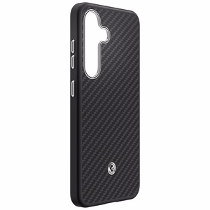 Samsung Enzo Aramid ümbris Samsung Galaxy S25, must-hõbedane