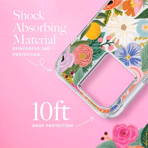 Rifle Paper Clear MagSafe ümbris seadmele iPhone 14 Pro Max, Garden Party Blush mustriga