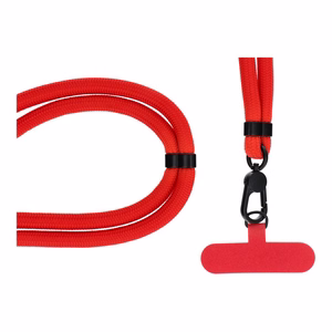 SWING (8mm) Phone lanyard, Phone pendant with adjustable length / cord length 165cm (max 82.5cm in the loop) / on the shoulder or neck - punane