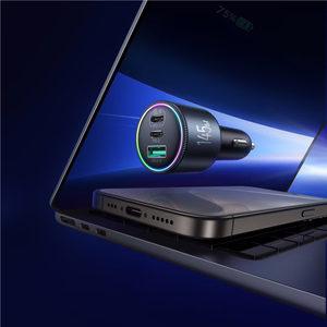 Joyroom JR-CCN07 145W Автомобильное зарядное устройство 2xUSB-C USB-A + Кабель USB-C 100W - тёмно-серый
