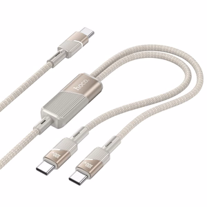 Кабель 2-в-1 USB C to USB C / USB C Hoco 5A 100W 1,2 м U139 золотой
