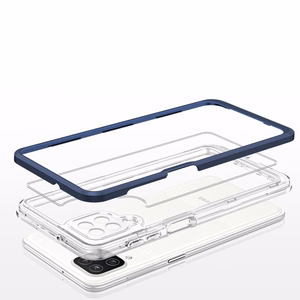 Läbipaistev 3in1 ümbris Samsung Galaxy A12 5G Frame Gel Cover Sinine