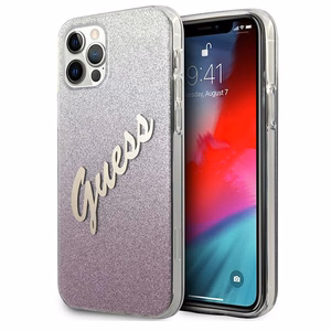 Guess GUHCP12MPCUGLSPI iPhone 12/12 Pro 6.1" roosa/roosa kõvakott Glitter Gradient Script