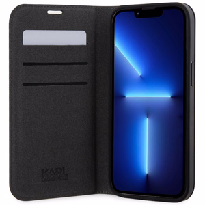 Karl Lagerfeld KLBKP14LSAKLHPG iPhone 14 Pro 6.1" bookcase hõbedane/hõbedane Saffiano Monogram