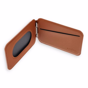 Кожаный кошелек с подставкой, совместимый с MagSafe Satechi Vegan Leather Wallet Stand коричневый