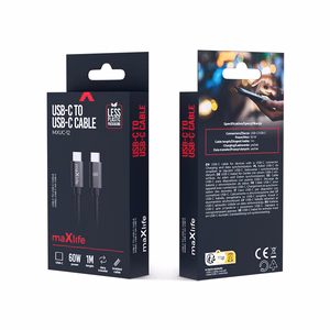 Maxlife MXUC-12 kaabel USB-C - USB-C 1,0 m 60W must