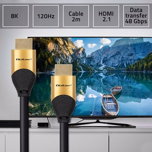 Qoltec 50355 – HDMI 2.1 Ultra High Speed kaabel, 8K 60 Hz, 28 AWG, kuldne, 2 m