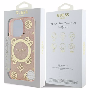 Guess IML Peony jaoks 4G Background MagSafe Ümbris jaoks iPhone 16 Pro - roosa