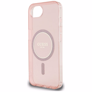 Guess IML Glitter Circle MagSafe ümbris jaoks iPhone 16e - roosa