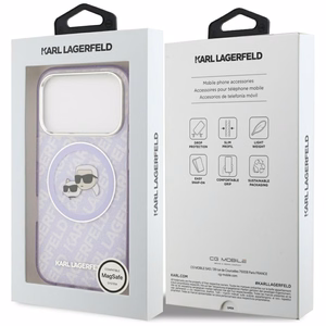 Karl Lagerfeld IML Glitter Karl & Choupette Heads Logo MagSafe Ümbris jaoks iPhone 17 Pro Max - Lilla