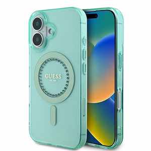 Guess IML Rhinestones MagSafe iPhone 16 Ümbris - Roheline