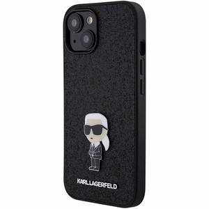 Karl Lagerfeld Fixed Glitter Ikonik Logo Metal Pin ümbris jaoks iPhone 15 - must
