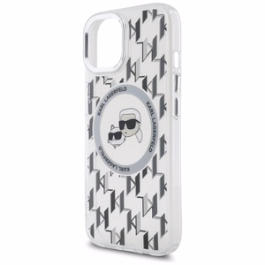 Karl Lagerfeld IML Monogram Karl & Choupette Head MagSafe iPhone 15 Ümbris - Clear