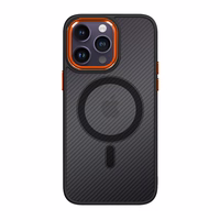 Tel Protect Magnetic Carbon Ümbris jaoks Iphone 12/12 Pro must-oranž