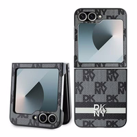 DKNY Checkered Pattern Printed Stripes ümbris jaoks Samsung Galaxy Z Flip 6 - must