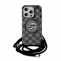 Karl Lagerfeld IML Crossbody Monogram Karl & Choupette Head MagSafe Ümbris jaoks iPhone 15 Pro Max - must