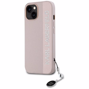 Karl Lagerfeld Saffiano Rhinestones & Charm ümbris jaoks iPhone 15 / 14 / 13 - roosa