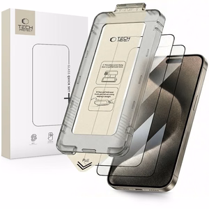 Tech-Protect Quick Set+ 2-pack karastatud klaas jaoks iPhone 15 Pro - must