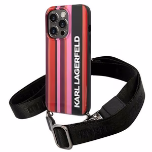 Karl Lagerfeld Color Stripes Strap Ümbris jaoks iPhone 14 Pro - roosa